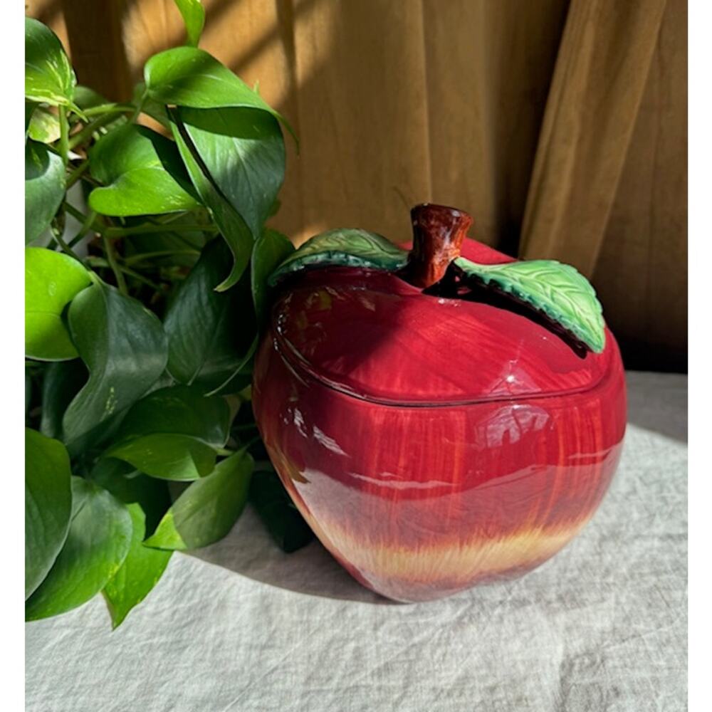 Vintage Hand Painted Apple Canister
